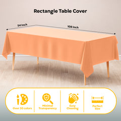 Peach Plastic Table Covers | 6 Pack | 54 in. x 108 in.