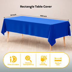 Dark Blue Plastic Table Cover | 54 in. x 108 in.