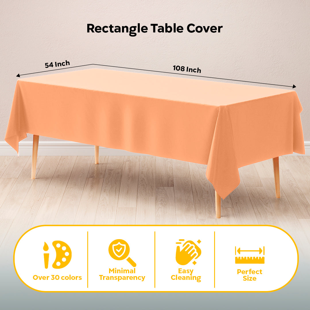 Peach Plastic Table Covers | 12 Pack | 54 in. x 108 in.