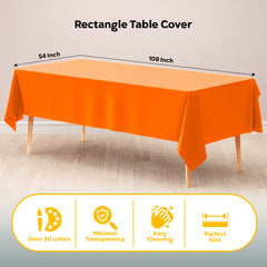 Orange Plastic Table Covers | 6 Pack | 54 in. x 108 in.