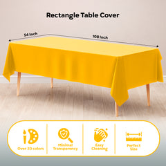 Yellow Plastic Table Covers | 12 Pack | 54 in. x 108 in.