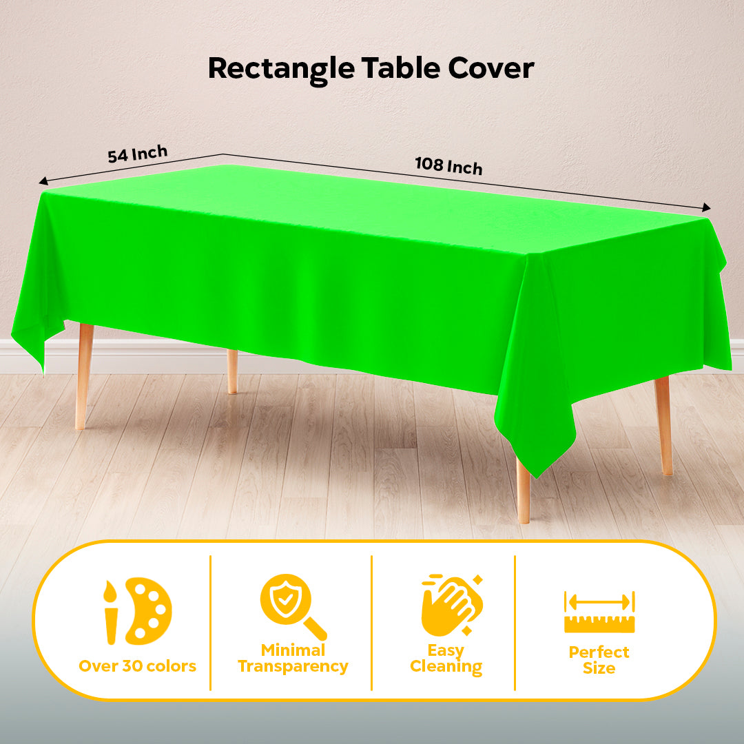 Lime Green Plastic Table Covers | 12 Pack | 54 in. x 108 in.