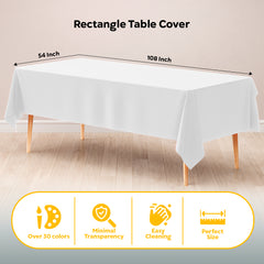 White Plastic Table Covers | 6 Pack | 54 in. x 108 in.
