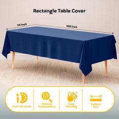 Navy Blue Plastic Table Cover | Case of 48 | 54 in. x 108 in.