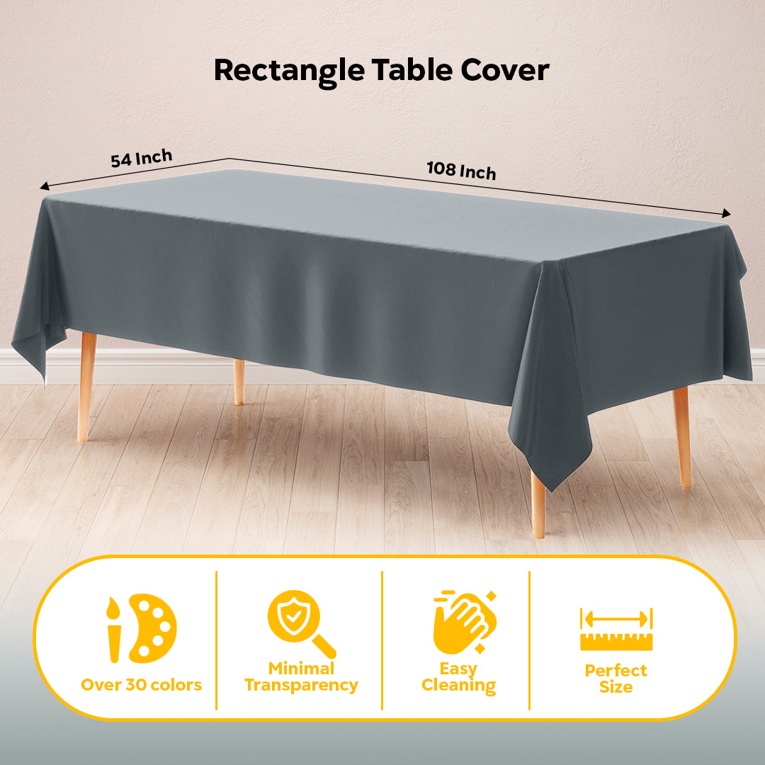 Silver Plastic Table Covers | 12 Pack | 54 in. x 108 in.