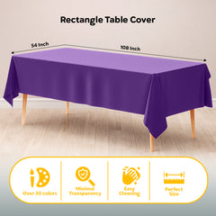 Purple Plastic Table Covers | 12 Pack | 54 in. x 108 in.