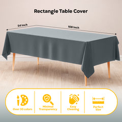 Silver Plastic Table Cover | Case of 48 | 54 in. x 108 in.