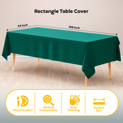 Dark Green Plastic Table Cover | Case of 48 | 54 in. x 108 in.