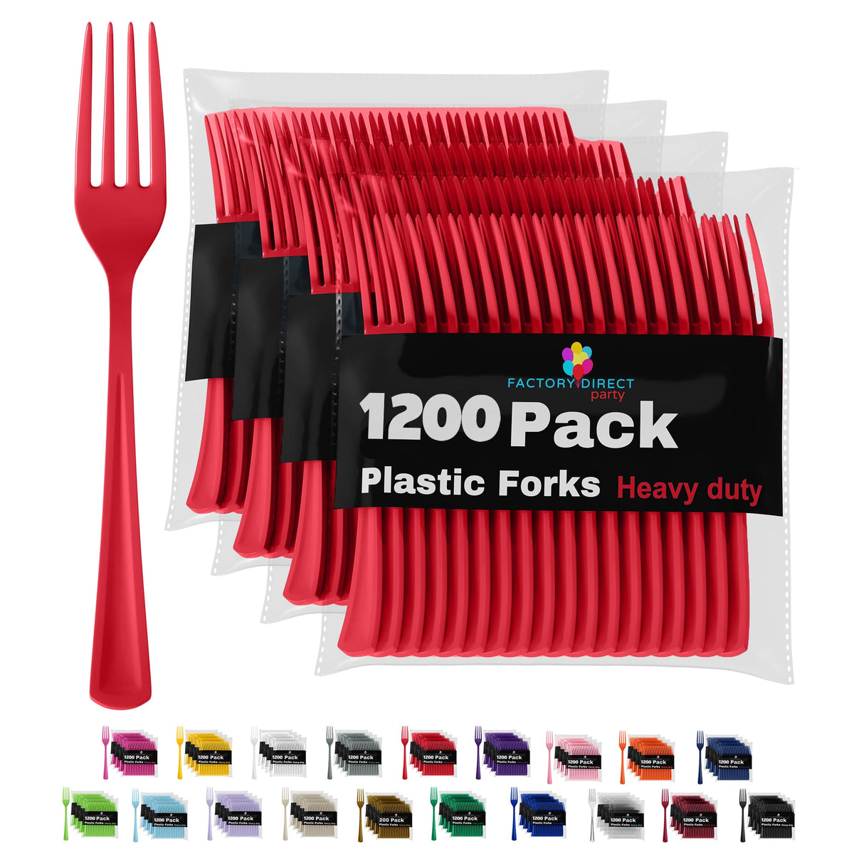 Heavy Duty Red Plastic Forks | Case of 1200