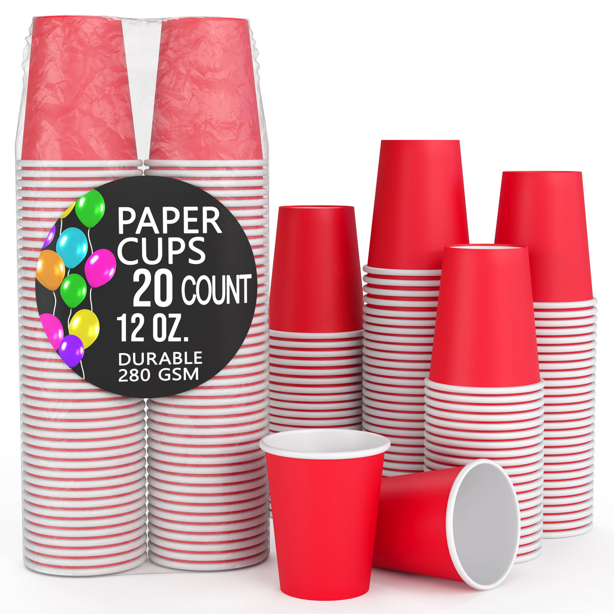 12 Oz. Red Paper Cups | 20 Count