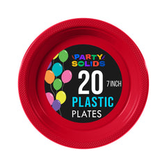 7 In. Red Plastic Plates - 20 Ct.