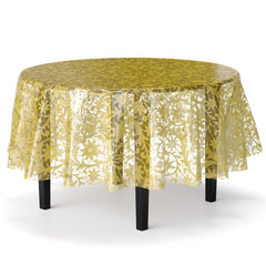 Round Gold Lace Plastic Table Cover | Case of 48