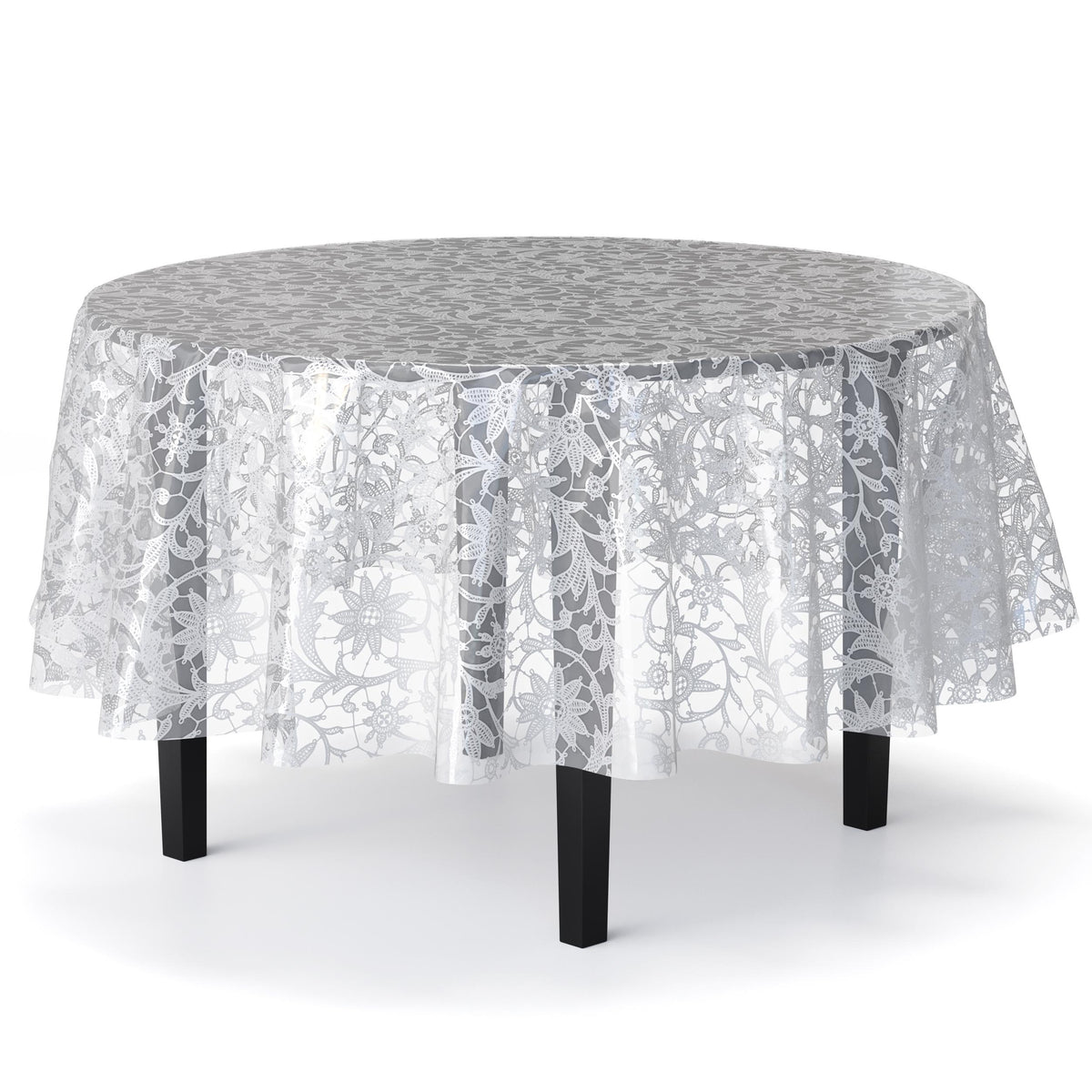 Round White Lace Plastic Table Cover