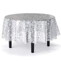 Round White Lace Plastic Table Cover
