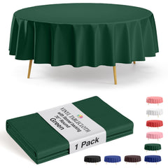 Dark Green Flannel Backed Plastic Table Cover 70 in. Round