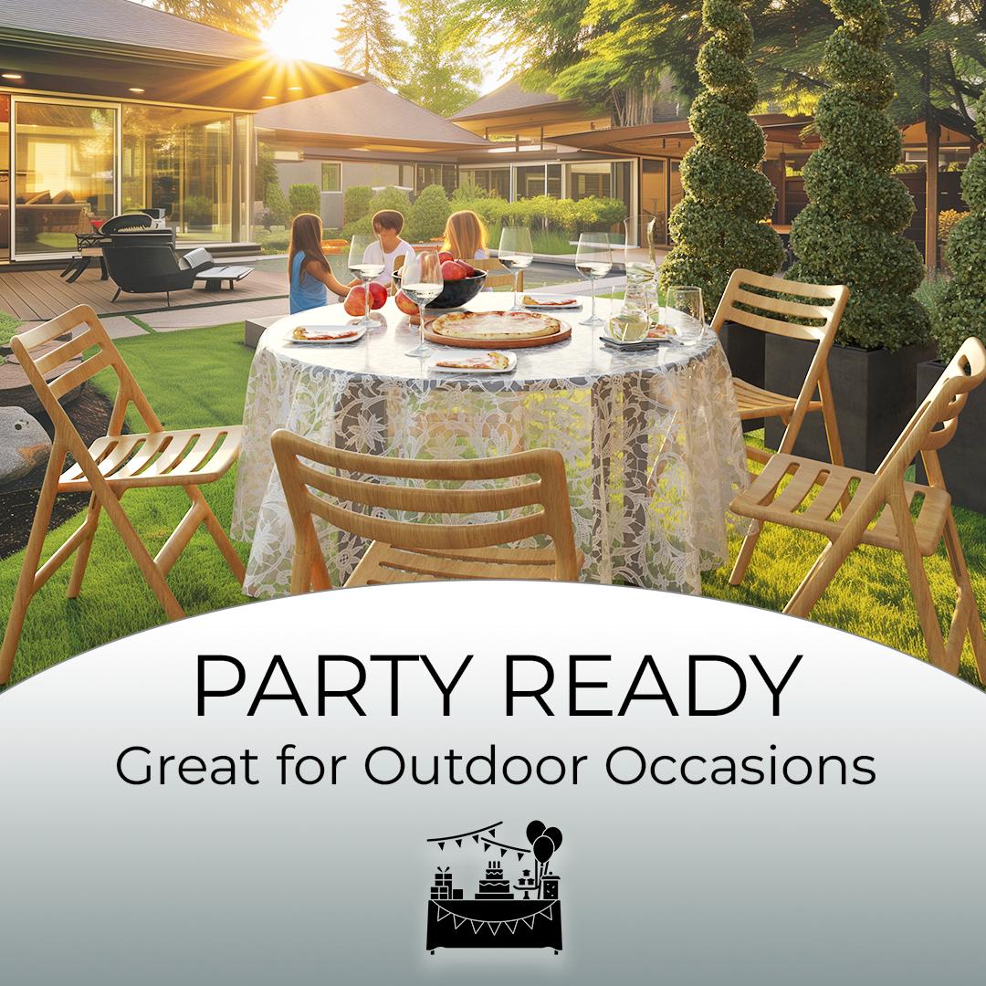 Round White Lace Plastic Table Cover | Case of 48