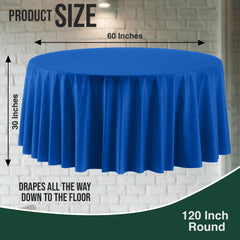 120 in. Premium Round Dark Blue Plastic Table Cover