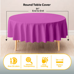 Round Magenta Plastic Table Cover | 84 in.