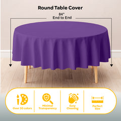 Round Purple Plastic Table Cover | 84 in. | Case of 48