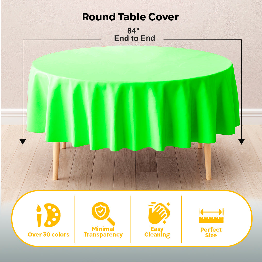 Round Lime Green Plastic Table Cover | 84 in.