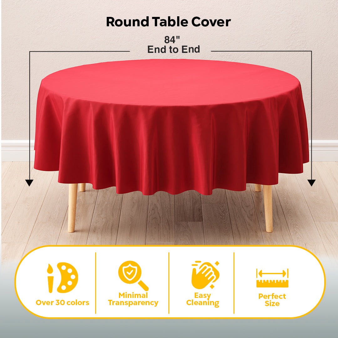 Round Red Plastic Table Cover | 84 in.