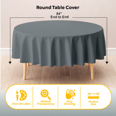 Round Silver Plastic Table Cover | 84 in. | Case of 48