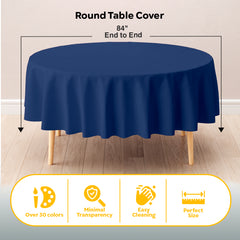 Navy Blue Round Plastic Table Cover | 84 in.