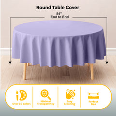 Round Lavender Plastic Table Cover | 84 in. | Case of 48