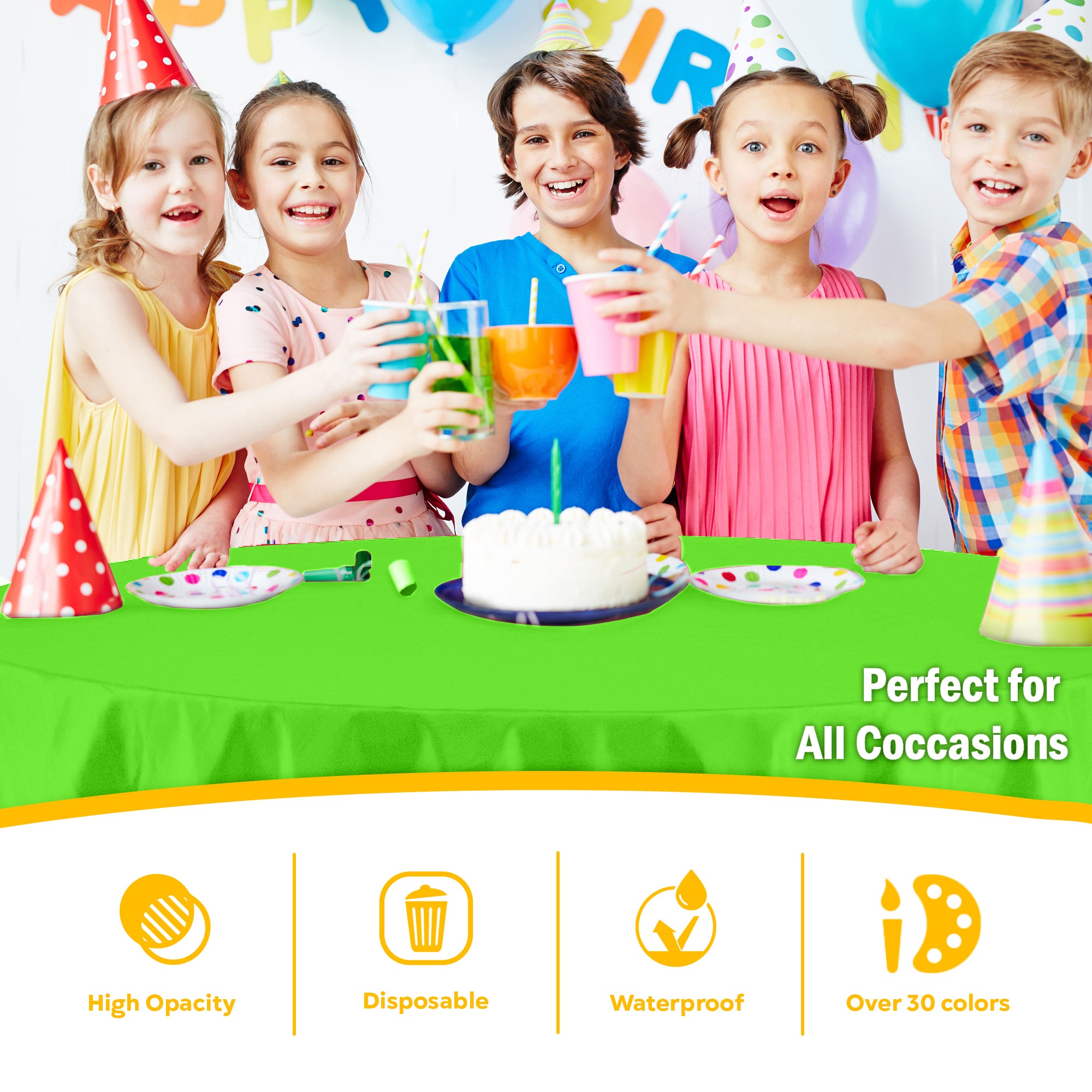 Round Lime Green Plastic Table Cover | 84 in.