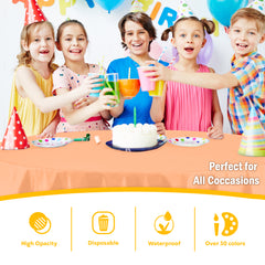 Round Peach Plastic Table Covers | 6 Pack | 84 in.