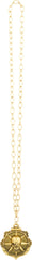 Pirate Compass Skull Medallion Necklace - 32" Gold Costume Accessory