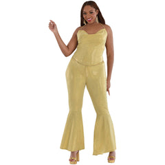 Glamorous Gold Metallic Disco Jumpsuit - Adult Plus