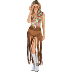 Hippie Festival Fringe Skirt Halloween Costume - Adult L/XL