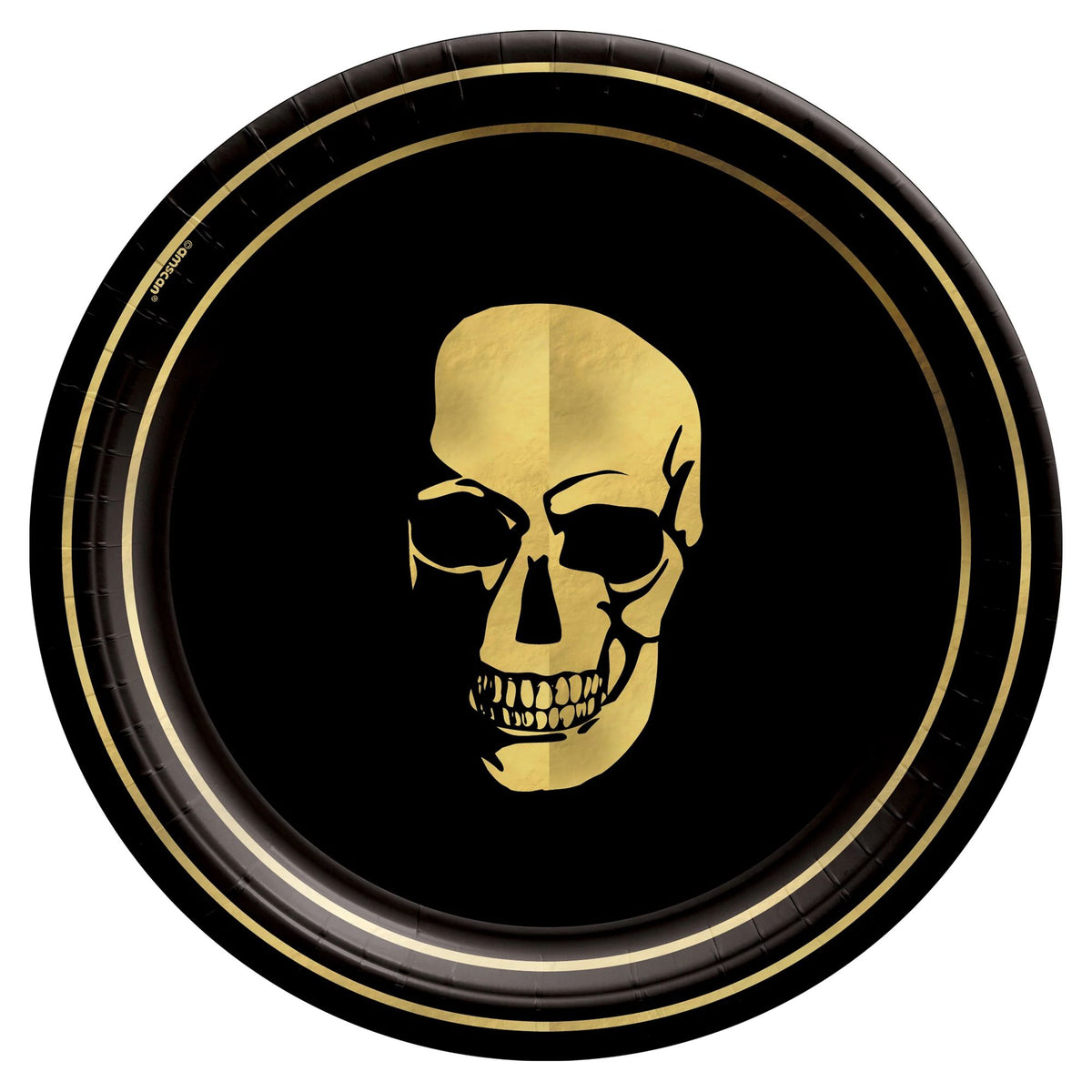 Glam Boneyard Metallic Skull Halloween Plates, 7-Inch, 8-Pack