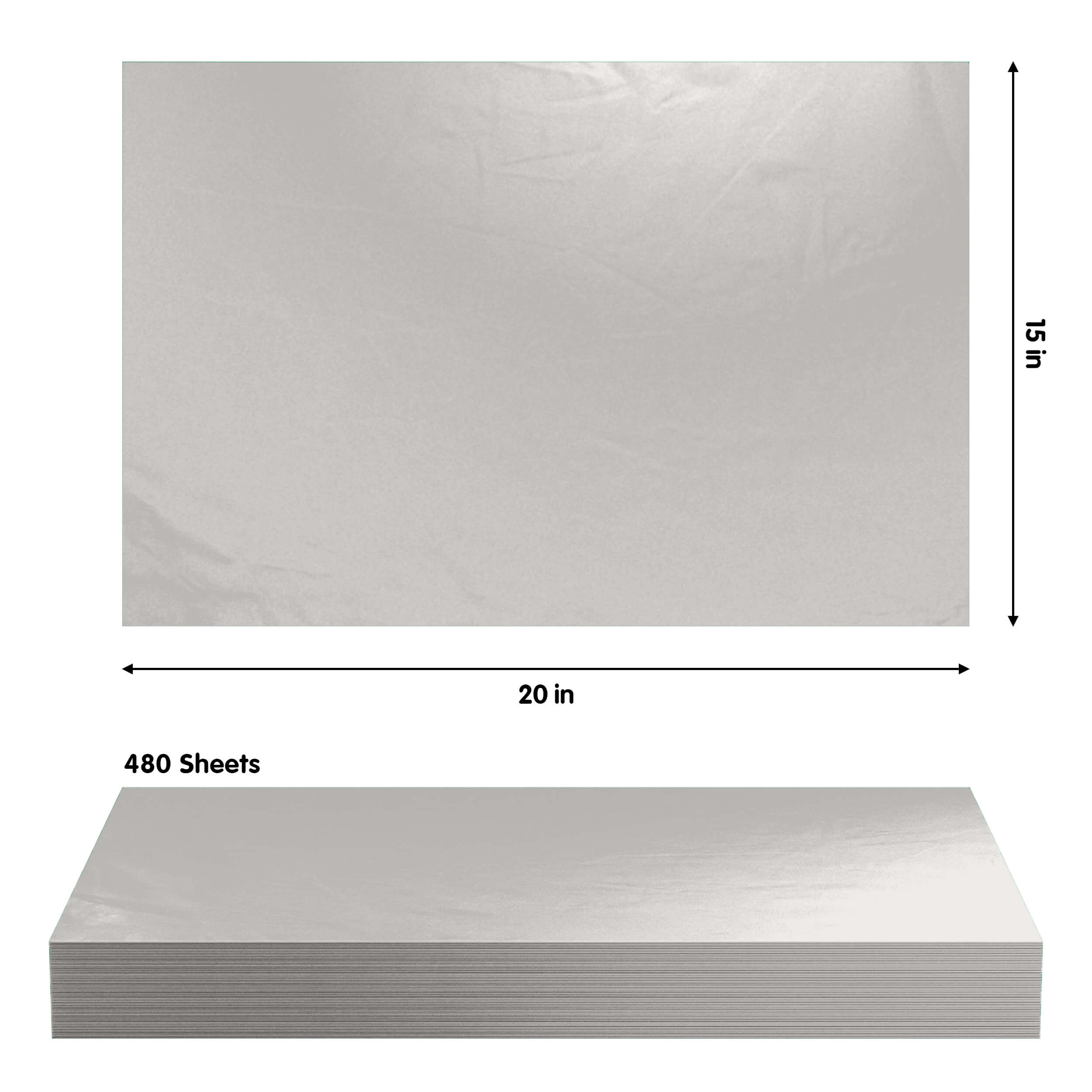Silver Tissue Paper 15 In. x 20 In. | 480 Sheets