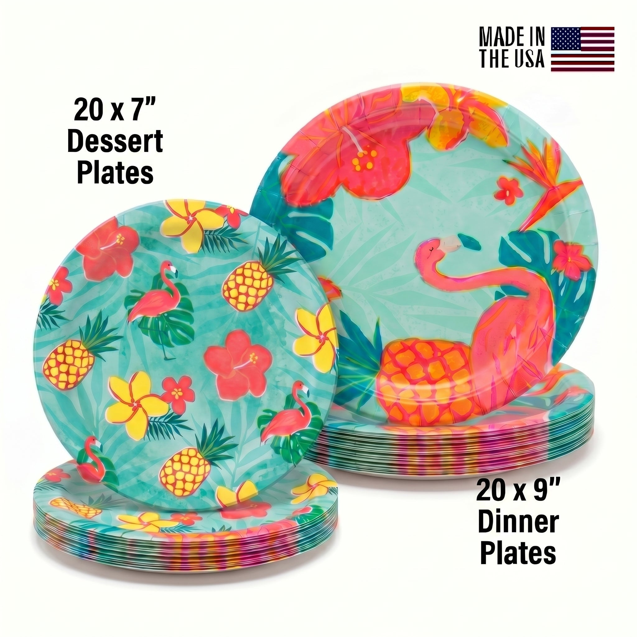 9" & 7" Summer Luau Paper Plates Combo - 20|20