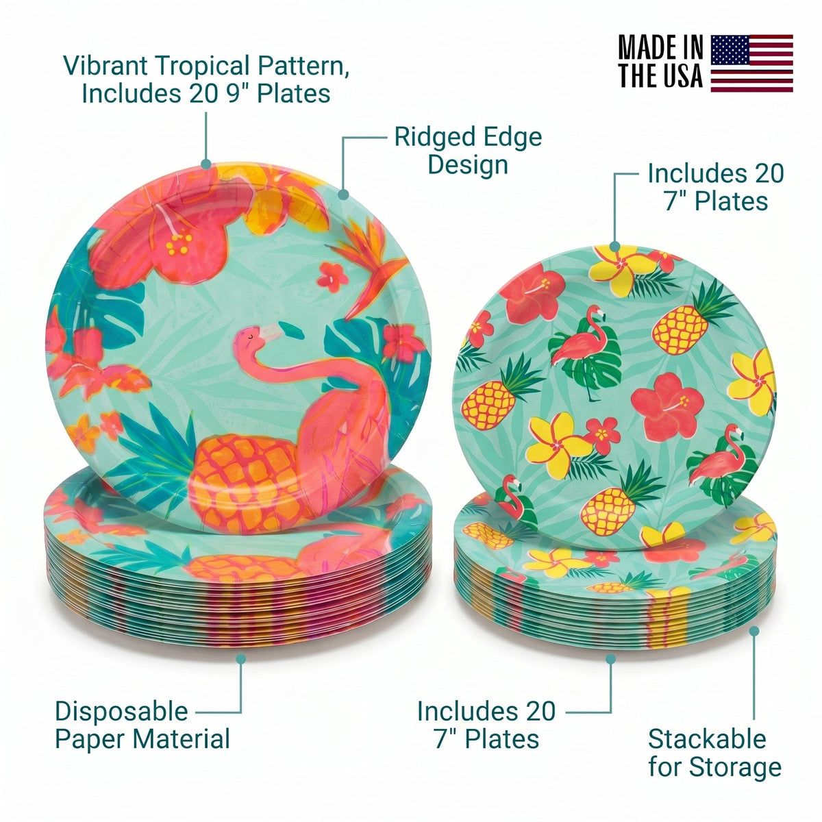 9" & 7" Summer Luau Paper Plates Combo - 20|20