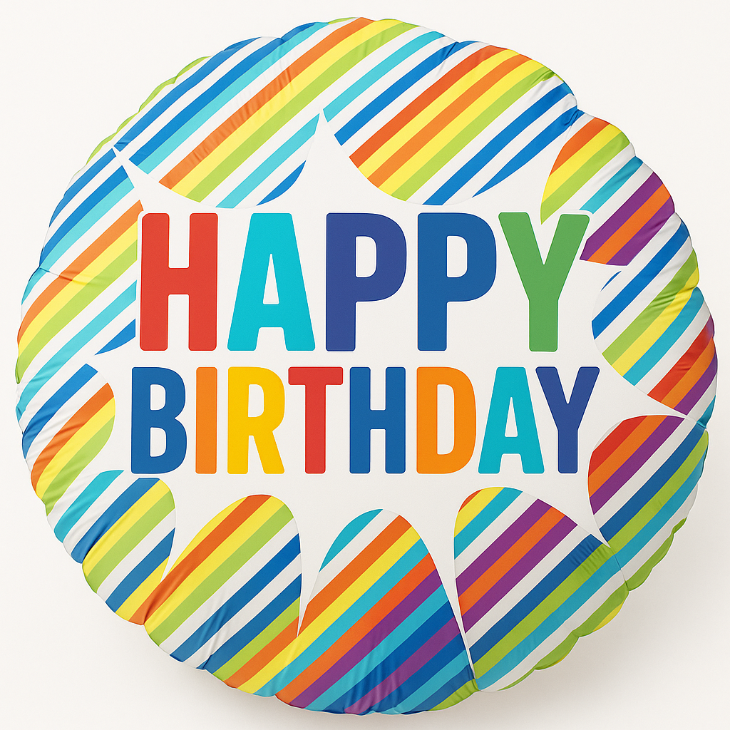 Striped Burst Happy Birthday Foil Balloon