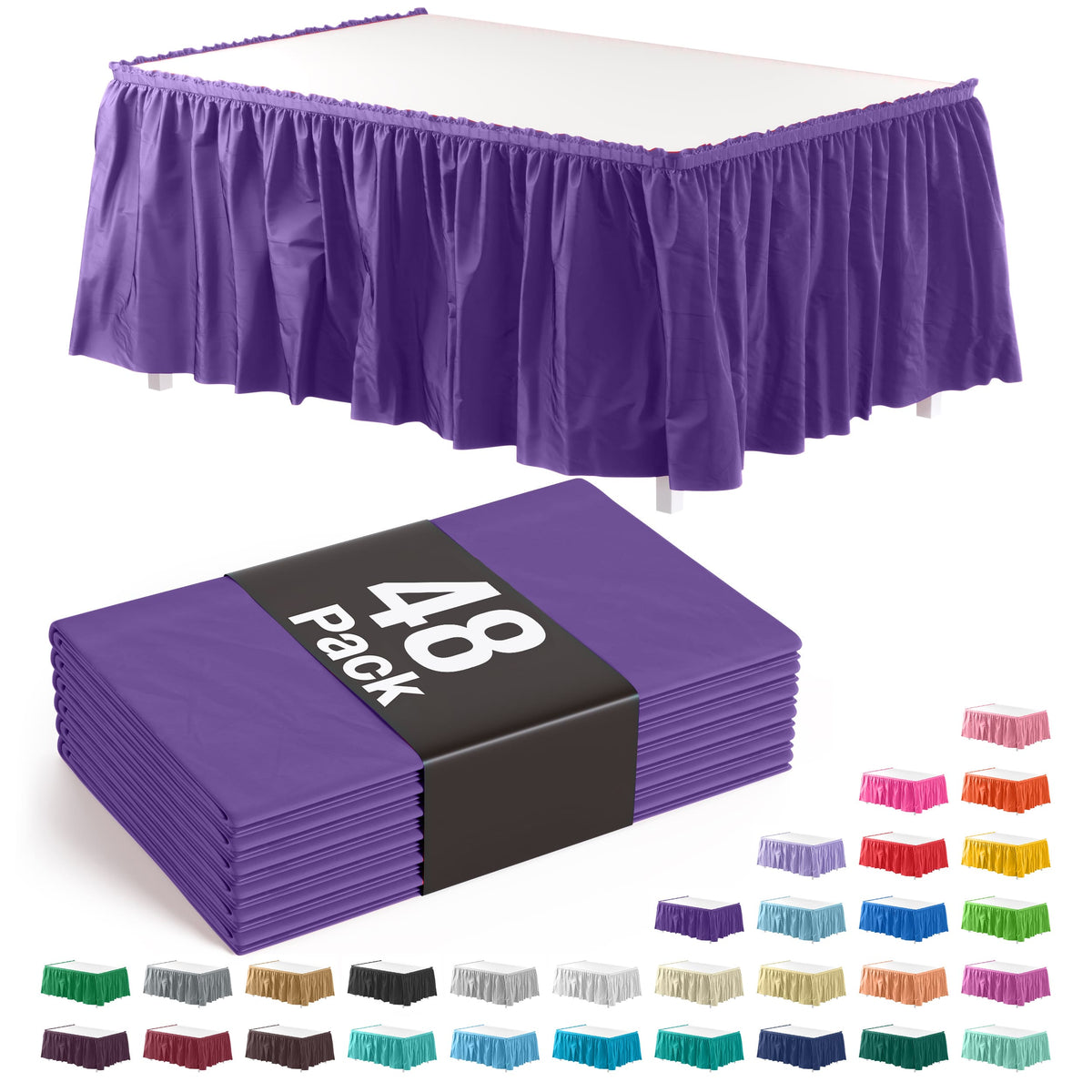 Purple Plastic Table Skirt | Case of 48