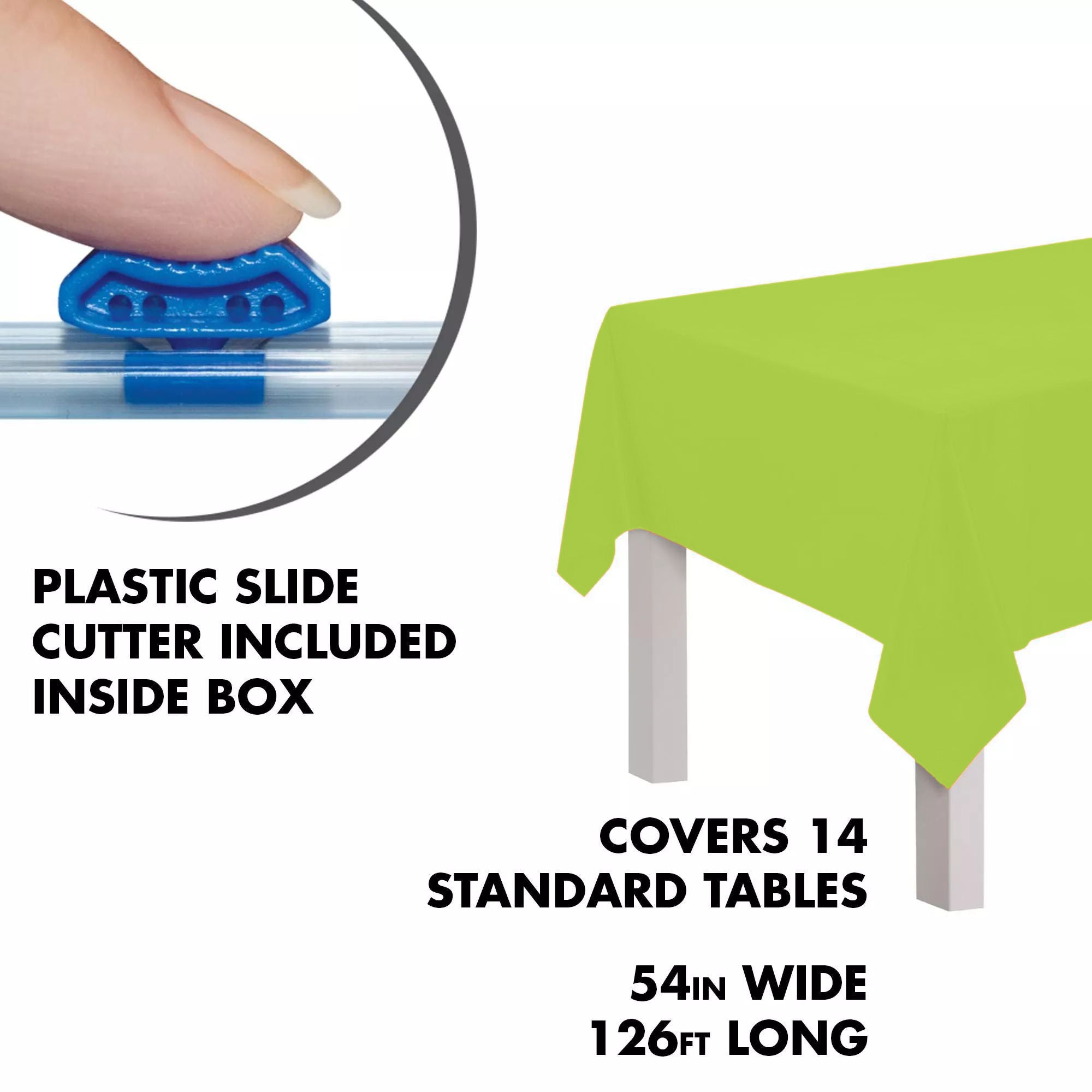 Kiwi Green Plastic Table Cover Roll with Cutter - 54 x 126 ft