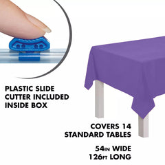 Purple Plastic Table Cover Roll with Cutter - 54 x 126 ft