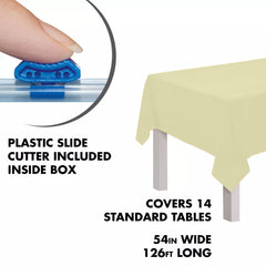 Vanilla Cream Plastic Table Cover Roll with Cutter - 54 x 126 ft