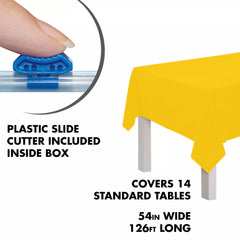 Yellow Plastic Table Cover Roll with Cutter - 54 x 126 ft
