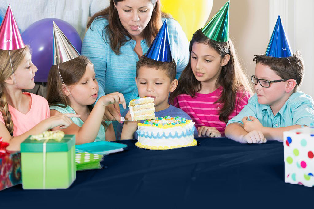 True Navy Plastic Table Cover Roll with Cutter - 54 x 126 ft