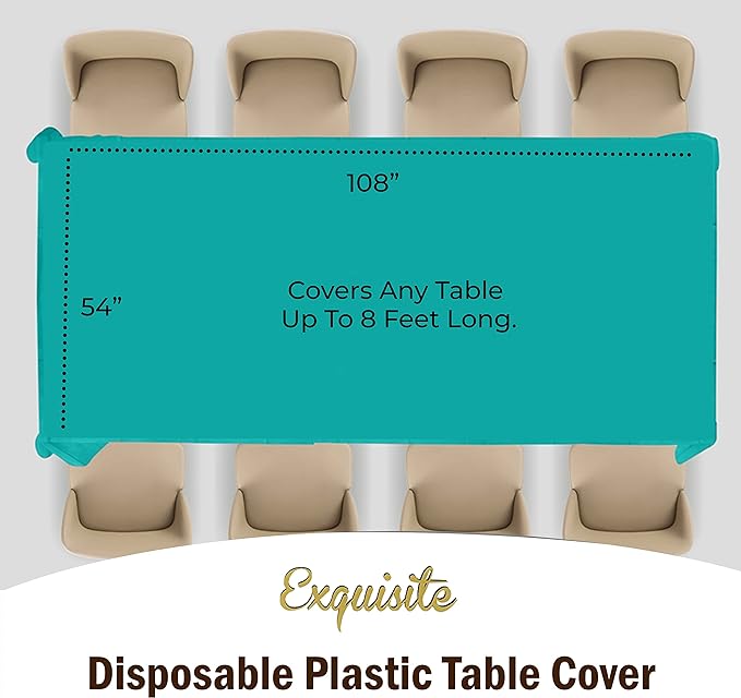 Premium Teal Plastic Table Covers | 12 Pack - 54 In. x 108 In.