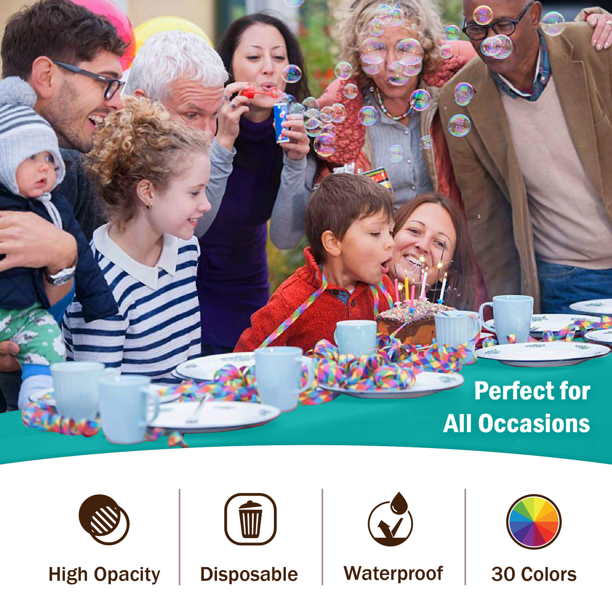 Little Gym - Teal Plastic Table Cover | Case of 48