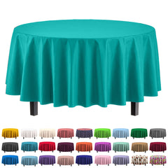 Round Teal Plastic Table Cover | Case of 48