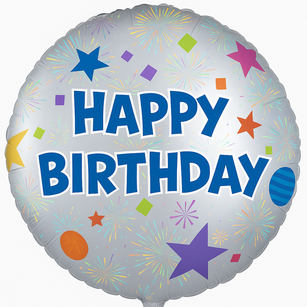 Colorful Happy Birthday Metallic Balloon - 18-Inch Foil
