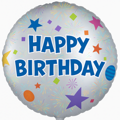 Colorful Happy Birthday Metallic Balloon - 18-Inch Foil