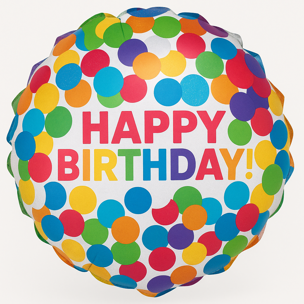 Rainbow Confetti Happy Birthday Foil Balloon